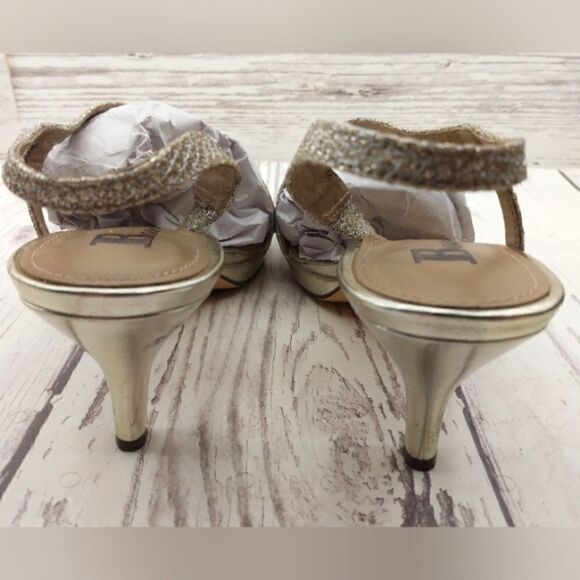 Brown's Formal Silver Gold High Heel Shoes SZ 6 Wedding Party - Picture 10 of 16
